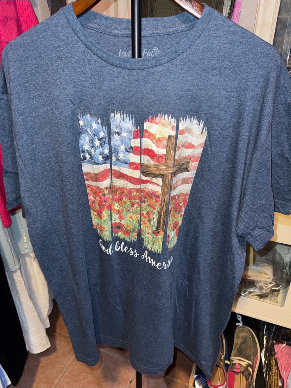 Women's Navy 'God Bless America' Graphic Tee